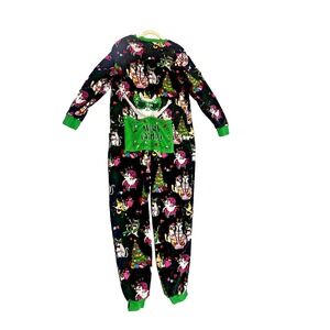 Secret treasures Cat Christmas one piece  pajamas Adult Large 12 - 14.   Festive